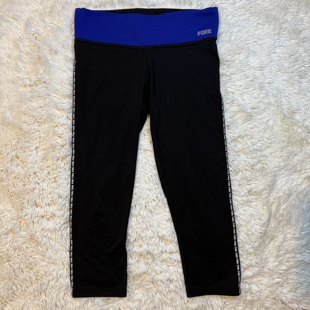 Victoria’s Secret PINK Capri Leggings with Blue Waistband